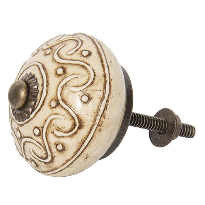 Clayre & Eef Deurknop Ø 4 cm Bruin Beige Keramiek