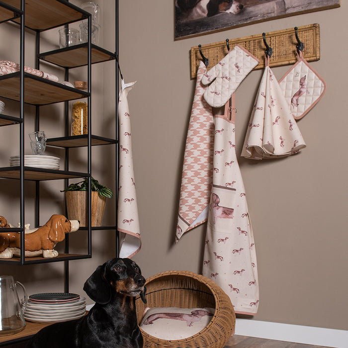 Clayre & Eef Pannenlap 20x20 cm Beige Katoen Teckel