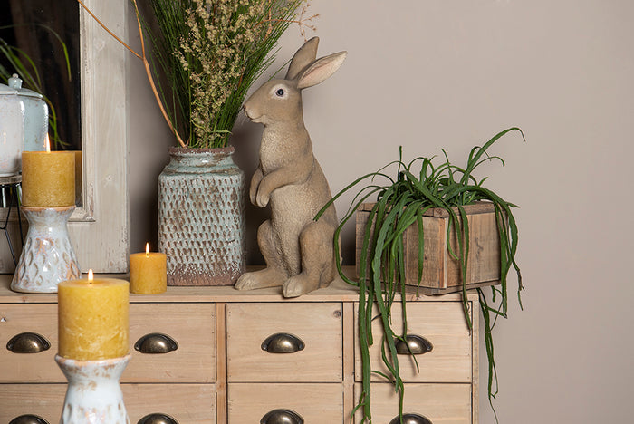 Clayre & Eef Kandelaar Ø 14x16 cm Grijs Keramiek