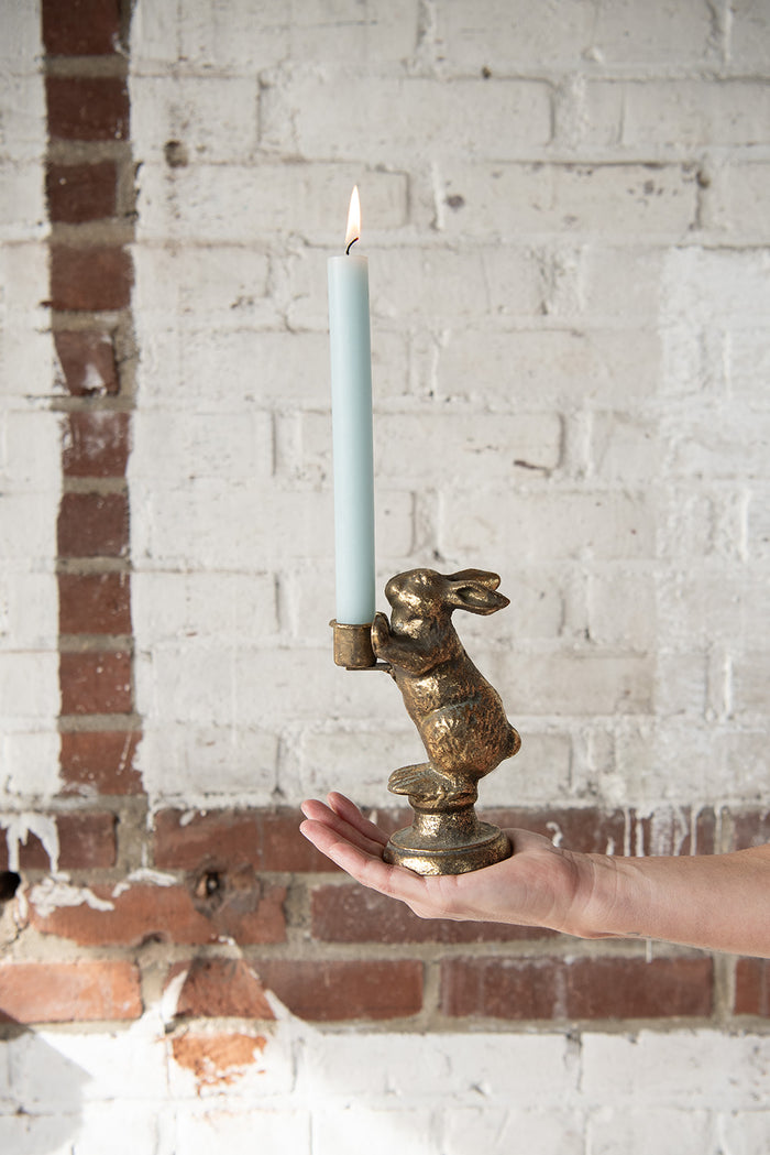 Clayre & Eef Kandelaar Konijn 10x7x16 cm Goudkleurig IJzer