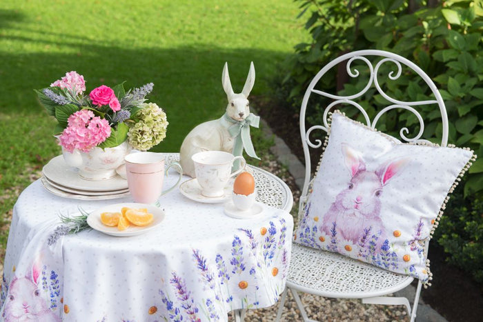 Clayre & Eef Beeld Konijn 20x11x28 cm Beige Groen Polyresin