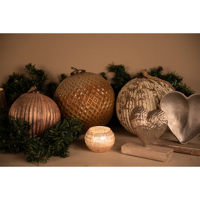 Clayre & Eef Kerstbal Ø 20 cm Beige Glas