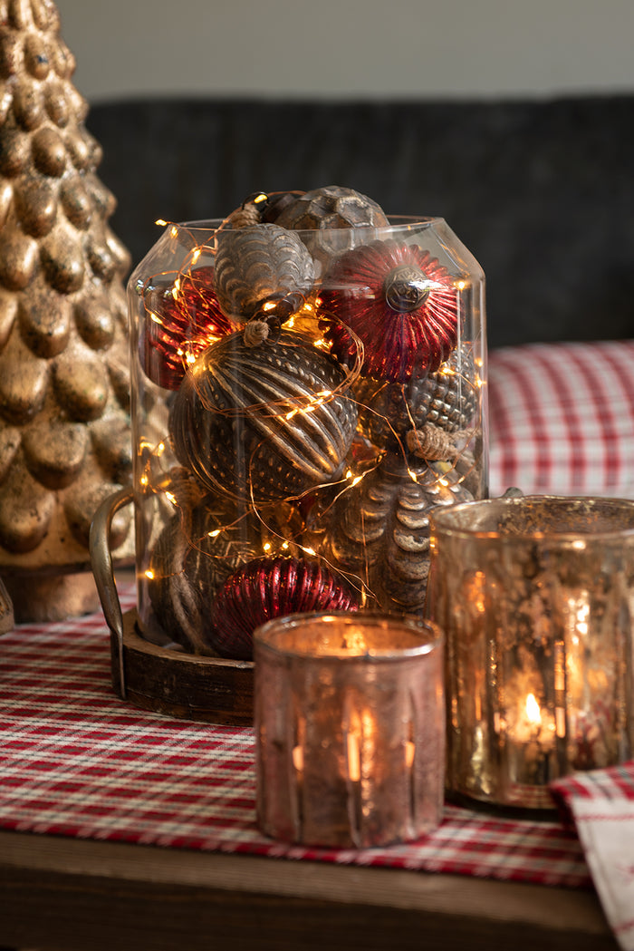 Clayre & Eef Kerstbal Ø 9 cm Bruin Glas