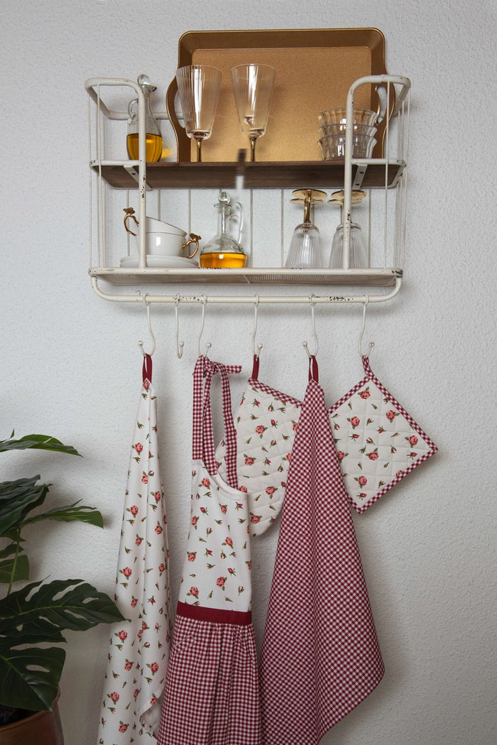 Clayre & Eef Theedoek 50x70 cm Rood Wit Katoen Ruit