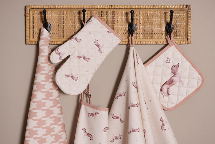 Clayre & Eef Ovenwant 18x30 cm Beige Katoen Teckel