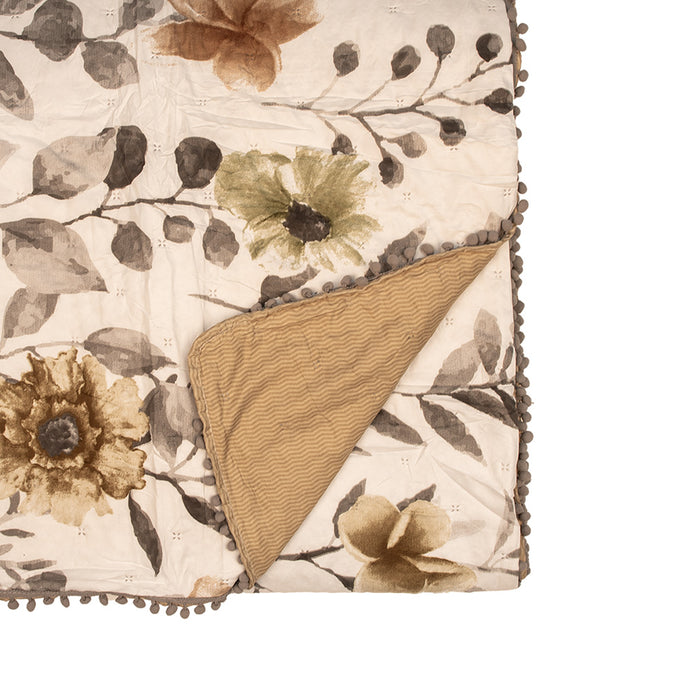 Clayre & Eef Bedsprei 220x240 cm Wit Grijs Polyester Sprei