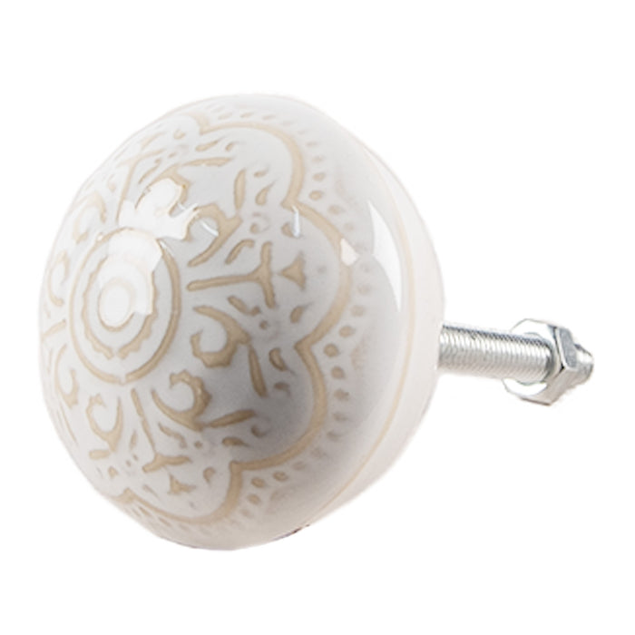 Clayre & Eef Deurknop Set van 4 Ø 4 cm Beige Keramiek