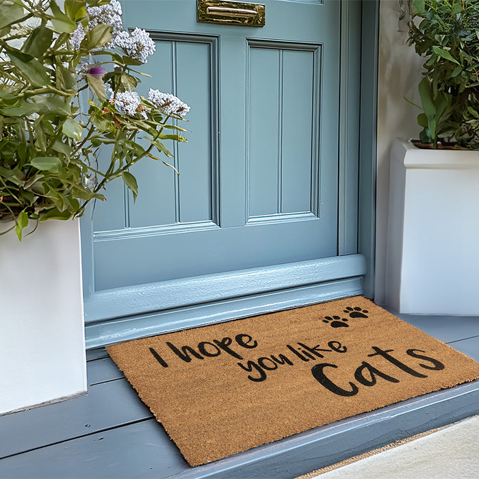 Clayre & Eef Deurmat 75x45 cm Bruin Kokos Kattenpootjes