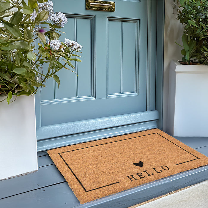 Clayre & Eef Deurmat 75x45 cm Bruin Zwart Kokos Hart