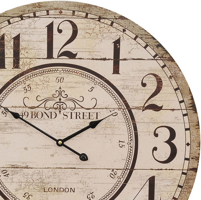 Clayre & Eef Wandklok Ø 60 cm Beige MDF