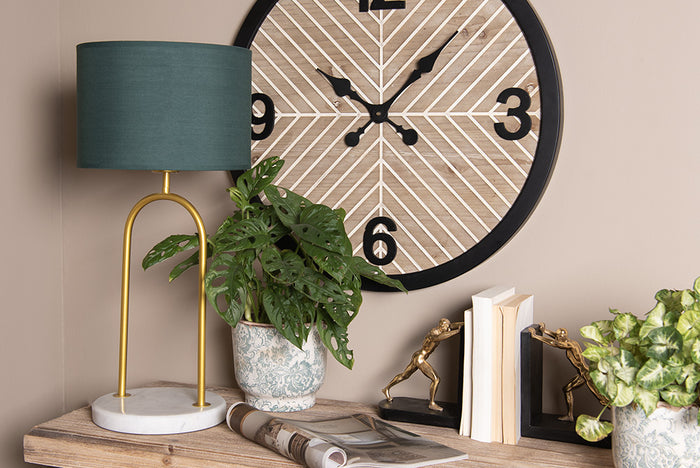 Clayre & Eef Wandklok Ø 64 cm Bruin Zwart Hout