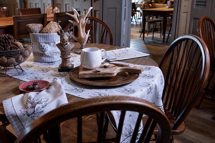 Clayre & Eef Theedoek 50x70 cm Beige Katoen Hert Keukenhanddoek