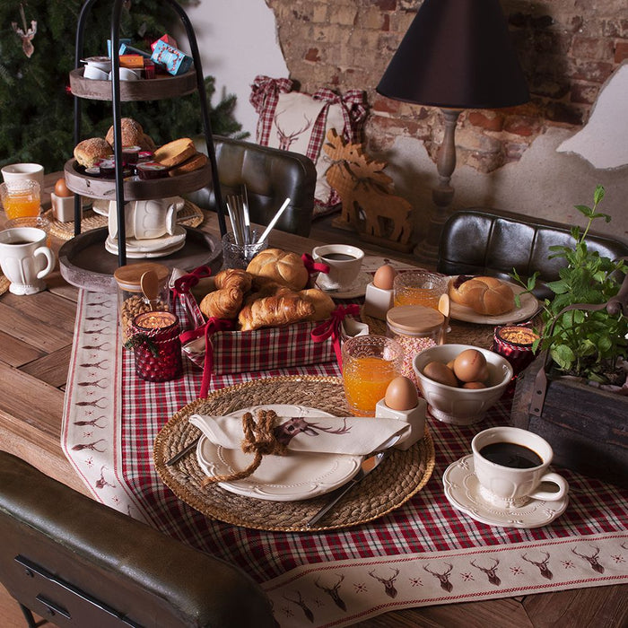 Clayre & Eef Servetten Katoen Set van 6 40x40 cm Beige Bruin Katoen