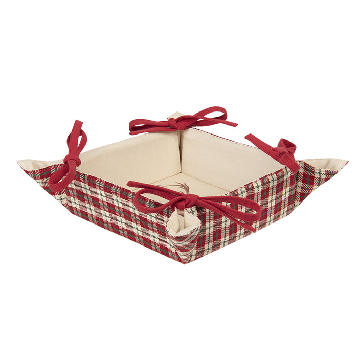 Clayre & Eef Broodmand 35x35x8 cm Rood Beige Katoen Ruit Hert
