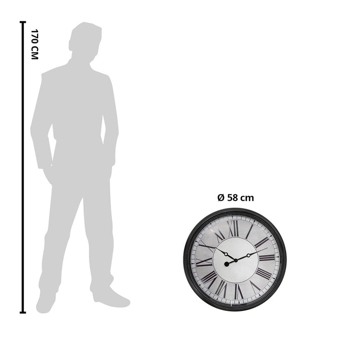 Clayre & Eef Wandklok Ø 58x8 cm Zwart Grijs Kunststof