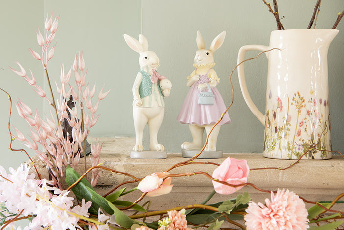 Clayre & Eef Beeld Konijn 12x10x27 cm Bruin Paars Polyresin