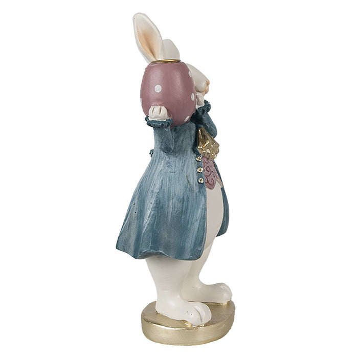 Clayre & Eef Beeld Konijn 20 cm Wit Blauw Polyresin