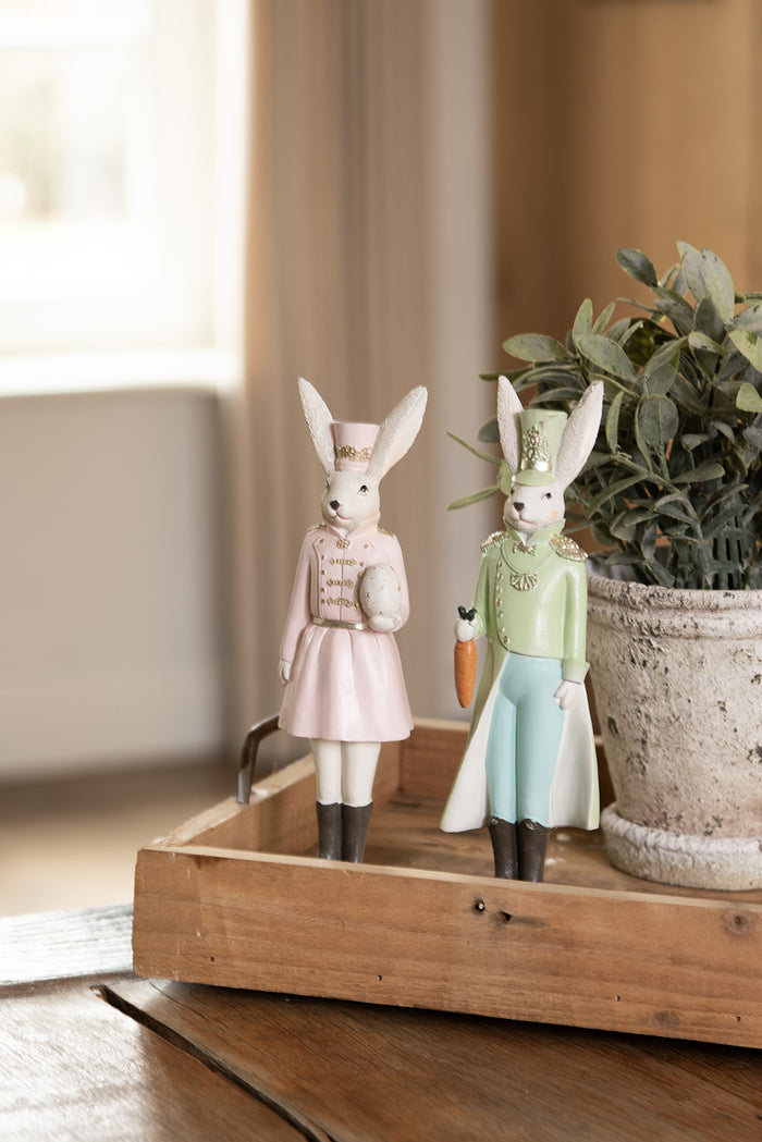 Clayre & Eef Beeld Konijn 23 cm Beige Groen Polyresin