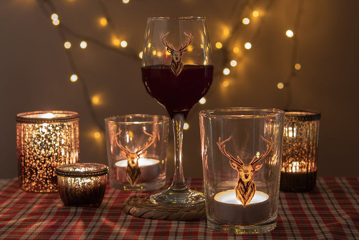 Clayre & Eef Waterglas 400 ml Bruin Glas Rendier