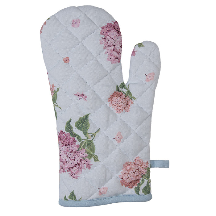 Clayre & Eef Ovenwant 18x30 cm Blauw Roze Katoen Hortensia