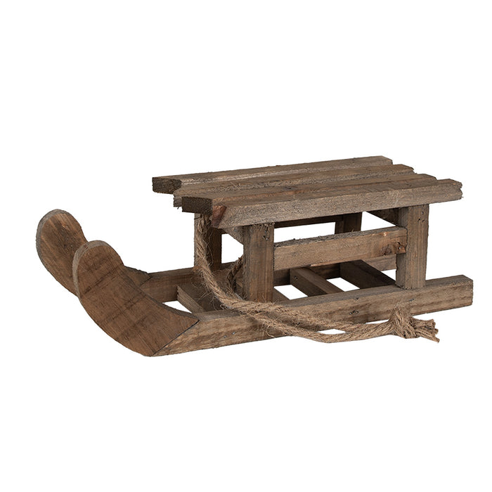 Clayre & Eef Decoratie Slee 30x11x10 cm Bruin Hout Kerstdecoratie