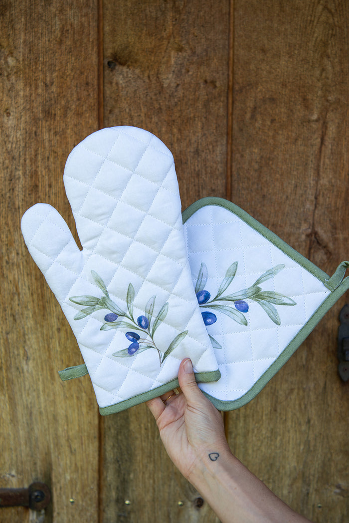 Clayre & Eef Tafelkleed 130x180 cm Wit Katoen Olijven