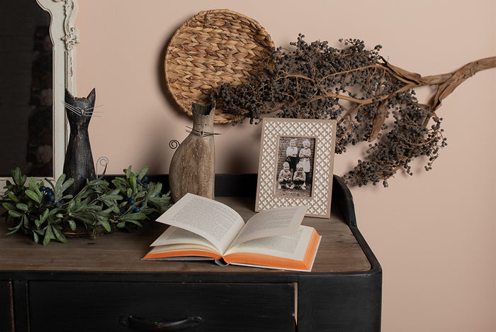 Clayre & Eef Fotolijst 10x15 cm Wit Bruin Hout Glas Rechthoek