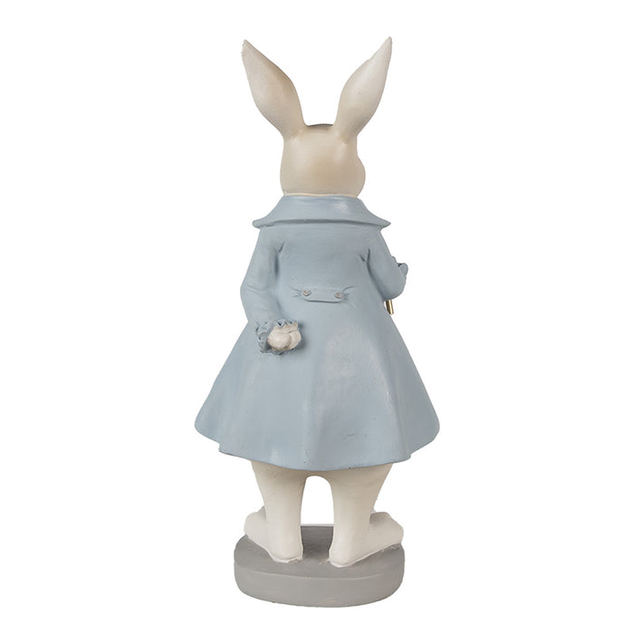 Clayre & Eef Beeld Konijn 12x9x26 cm Beige Blauw Polyresin