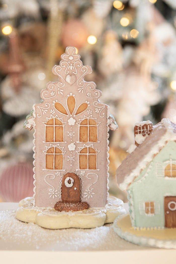Clayre & Eef Gingerbread house 20 cm Roze Polyresin