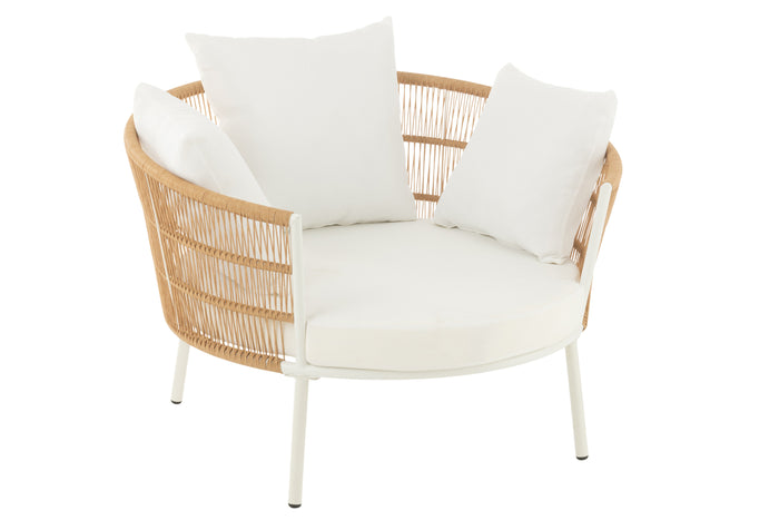 J-Line stoel Joa - metaal|rotan - wit|naturel