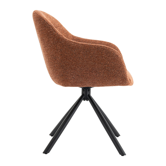 by fonQ Hush Eetkamerstoel - Chenille - Roest / Zwart
