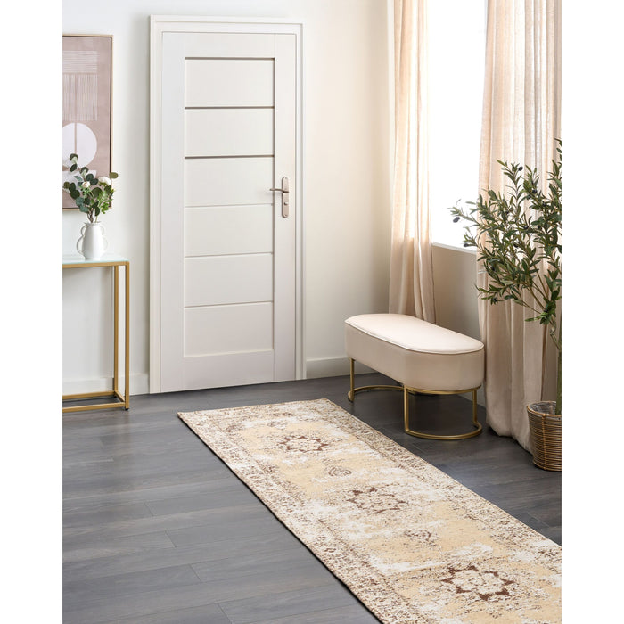 Beliani-ALMUS-Laagpolig vloerkleed-Lichtbeige-80 x 300 cm-Katoen