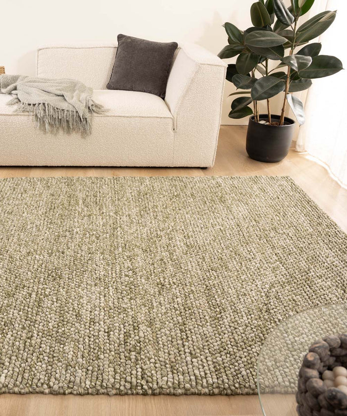 Nordic Weavers Wollen vloerkleed - Fjell olijfgroen - 240x340 cm
