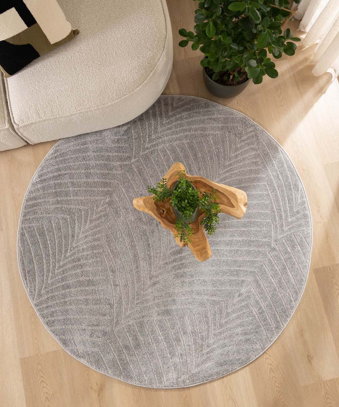 Nordic Weavers Rond vloerkleed Scandinavisch - Contour Leaf grijs -