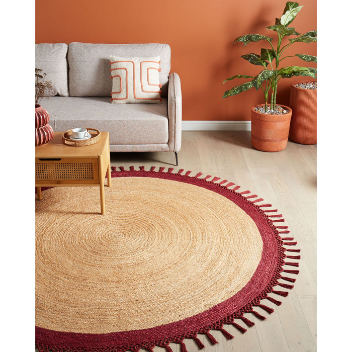 Beliani - MARTS - Vloerkleed - Donkerrood - 200 cm - Jute