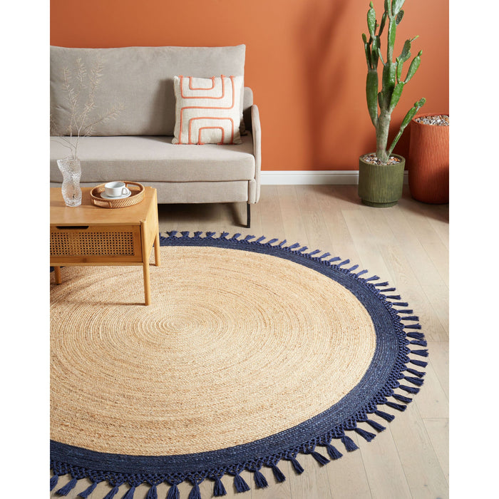 Beliani - MARTS - Vloerkleed - Donkerblauw - 200 cm - Jute