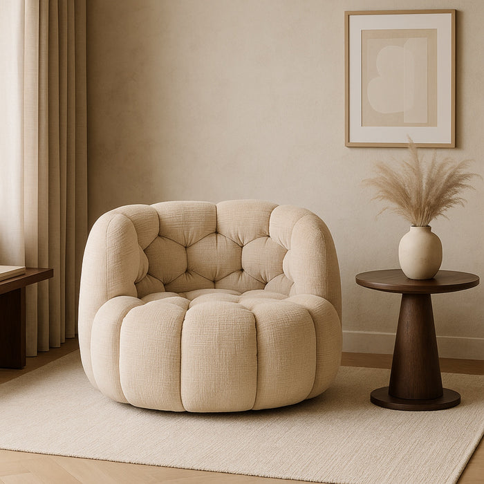 DÉJA Living - Draaifauteuil Beige Stof - 100x98x72cm - Trones