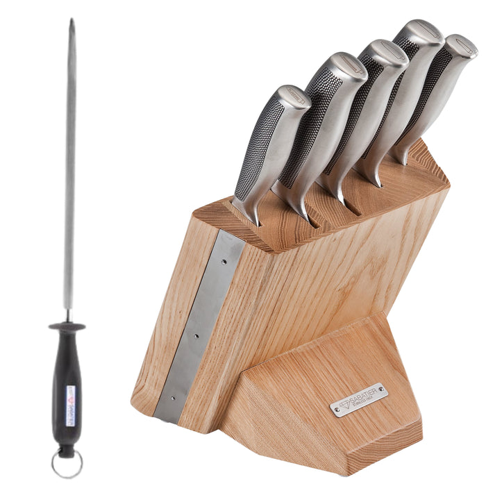 Diamant Sabatier Riyouri Messenblok - 5-delig - Naturel Eiken Hout|RVS