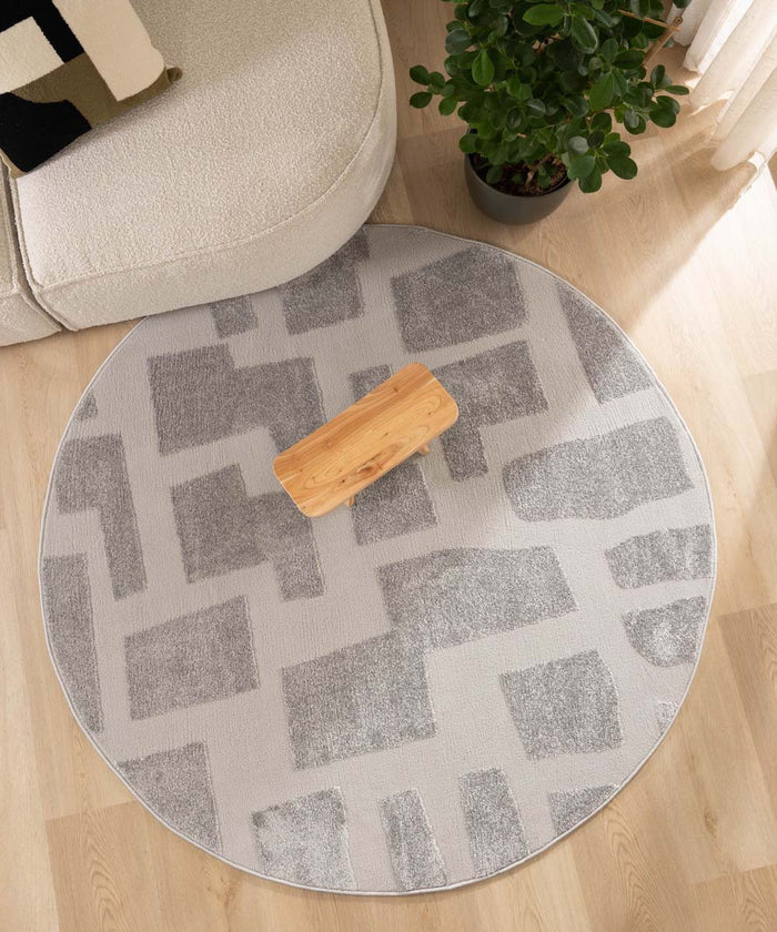 Nordic Weavers Rond vloerkleed Scandinavisch - Contour Stone grijs -