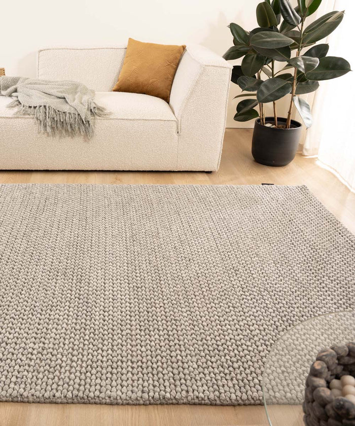 Nordic Weavers Wollen vloerkleed - Løkke lichtgrijs - 240x340 cm