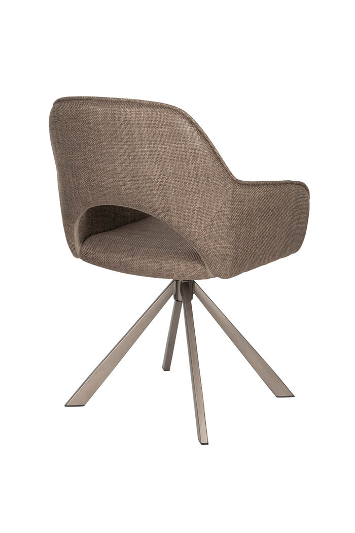 Giga Meubel - Eetkamerstoel Bruin Stof - Draaibaar - Toye - Set van 2