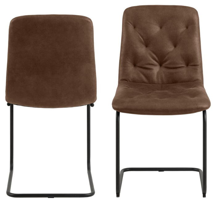 Giga Living - Eetkamerstoel - Bruin - Stof - Karna - Set van 2