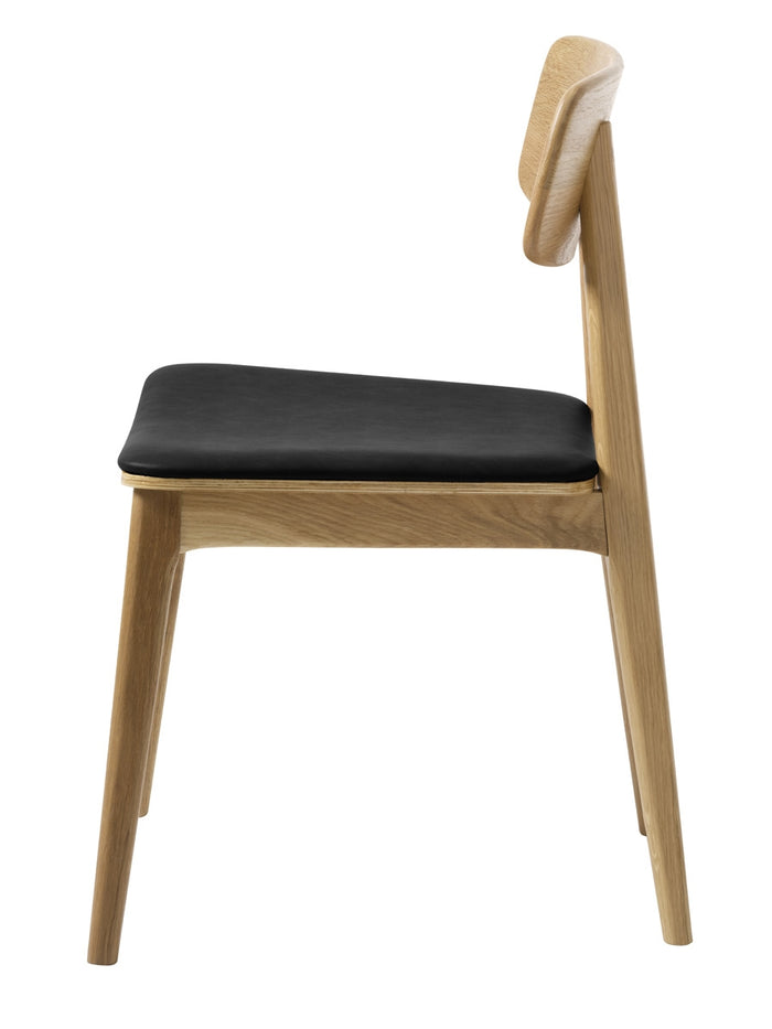 Hygge Interiors Livo Eetkamerstoel Eiken | Zwart Kunstleder set van 2