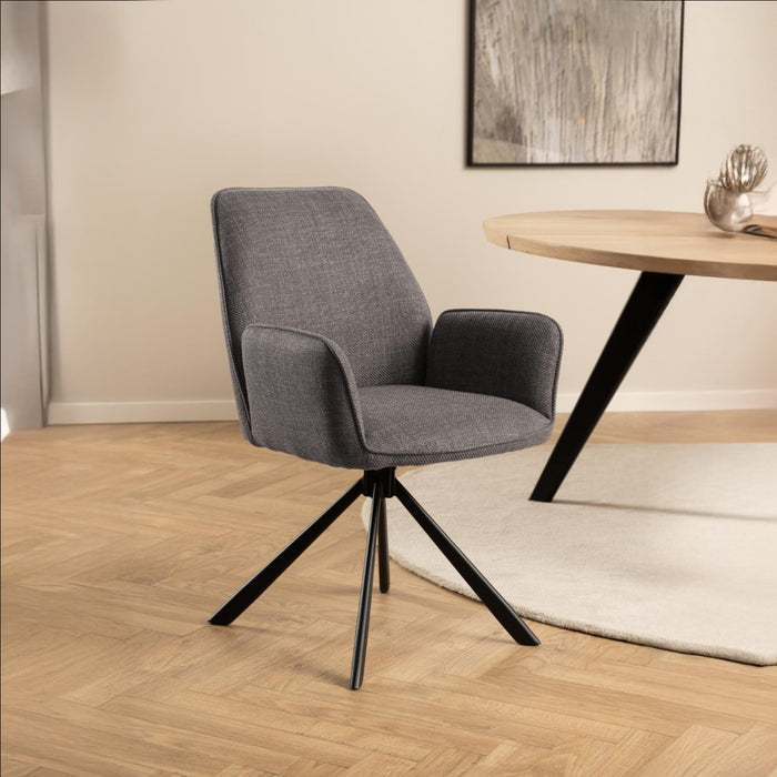 Giga Living - Eetkamerstoel - Bruin - Stof - Lugo - Set van 2