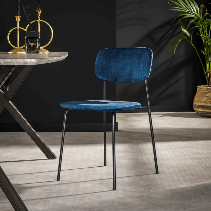Giga Meubel - Eetkamerstoel Velvet Blauw - Hotel Chique - Open Rug