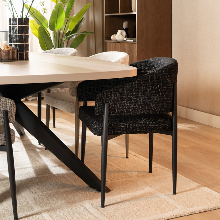 Bronx71 Eetkamerstoel Armin gemêleerde stof zwart
