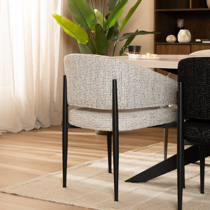 Bronx71 Eetkamerstoel Armin gemêleerde stof off white|zwart