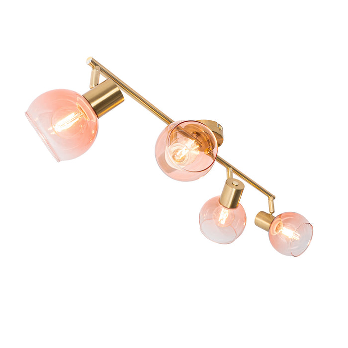 QAZQA Art Deco spot goud met roze glas 4-lichts - Vidro