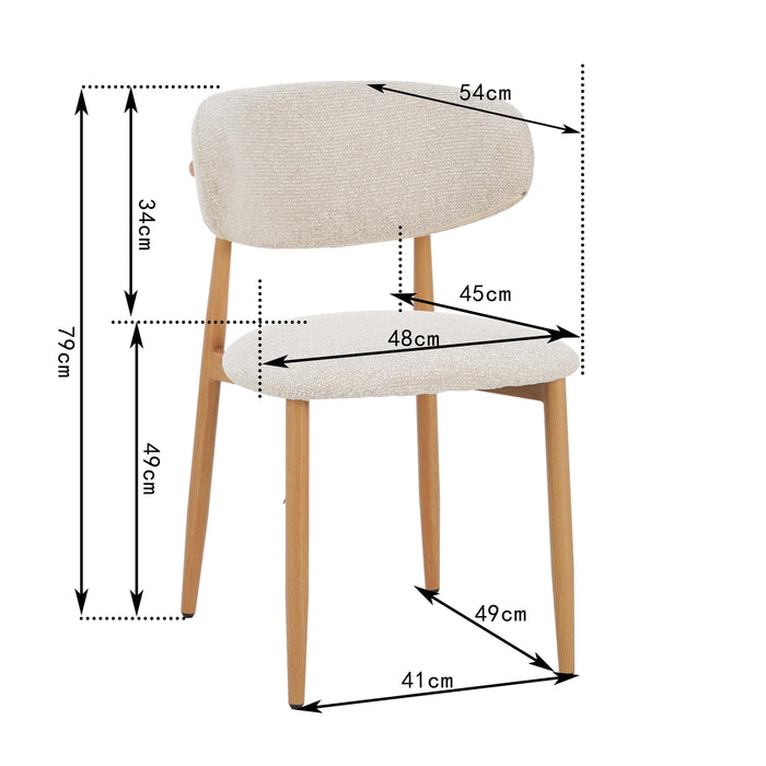 Celia - Eetkamerstoelen Set van 4 - Beige Naturel