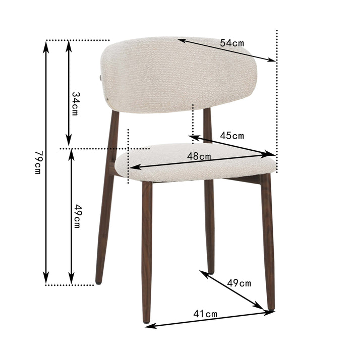 Celia - Eetkamerstoelen Beige Walnoot Set van 2